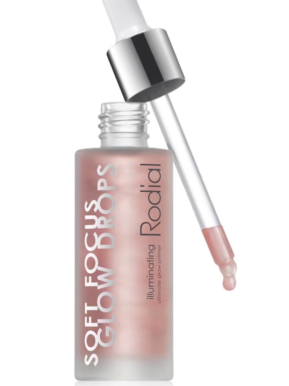 Rodial Soft Focus Glow Drops Illuminating Primer - Coral Pink & White Packaging